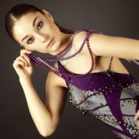Steel and Purple Latin dress with Pearls